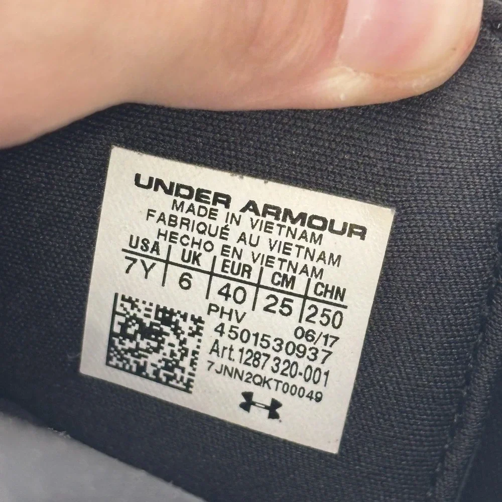 Under Armour 4D Sandals Kids 7Y Youth Memory Foam Slides Black/White Slip On